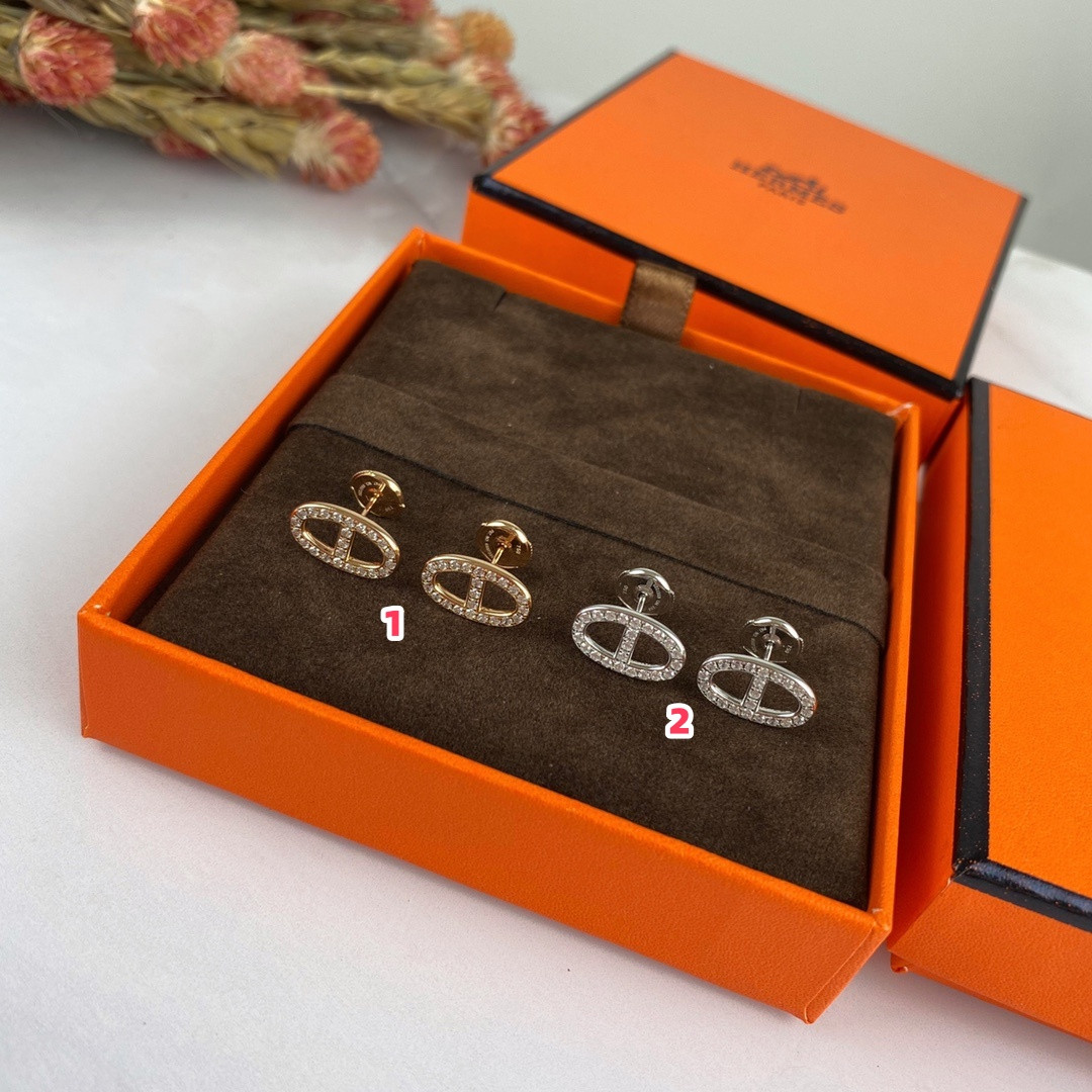hermès fully Di*m*nd-encrusted h stud earrings