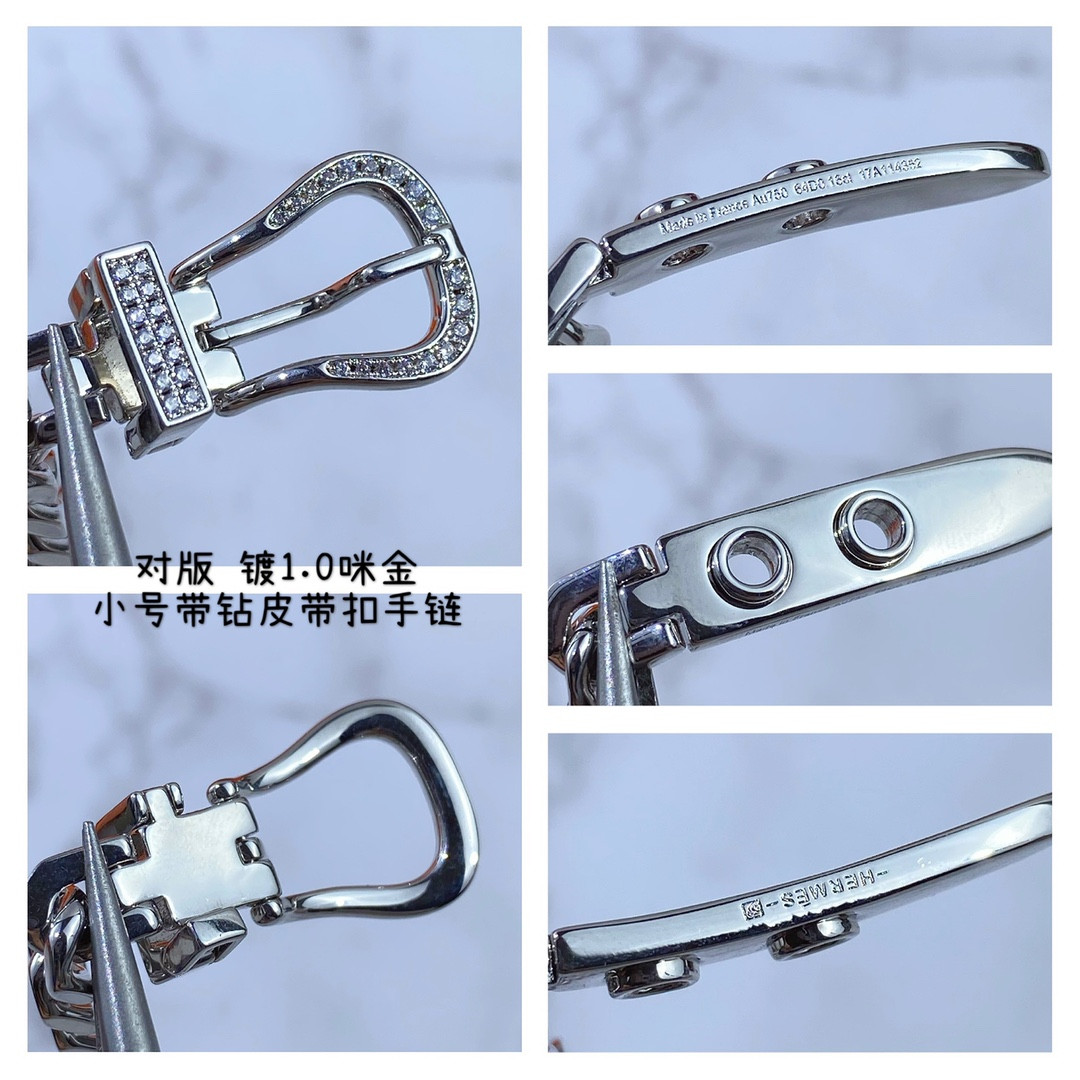 hermès small Di*m*nd-encrusted belt bracelet