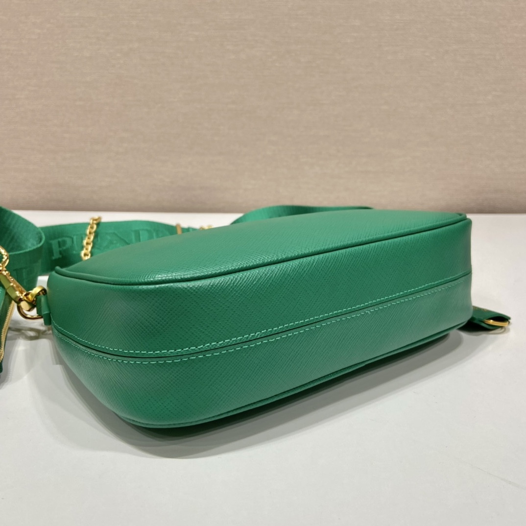 Pra*a re-edition 2005 saffiano leather bag green