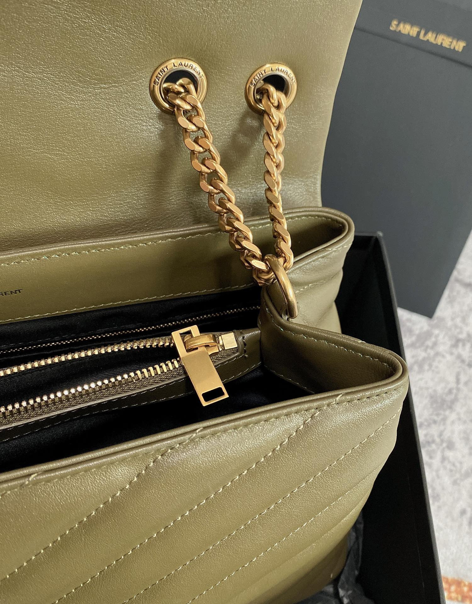 Y*L loulou medium in quilted leather 12.5 x 8.6 x 3.5 inches