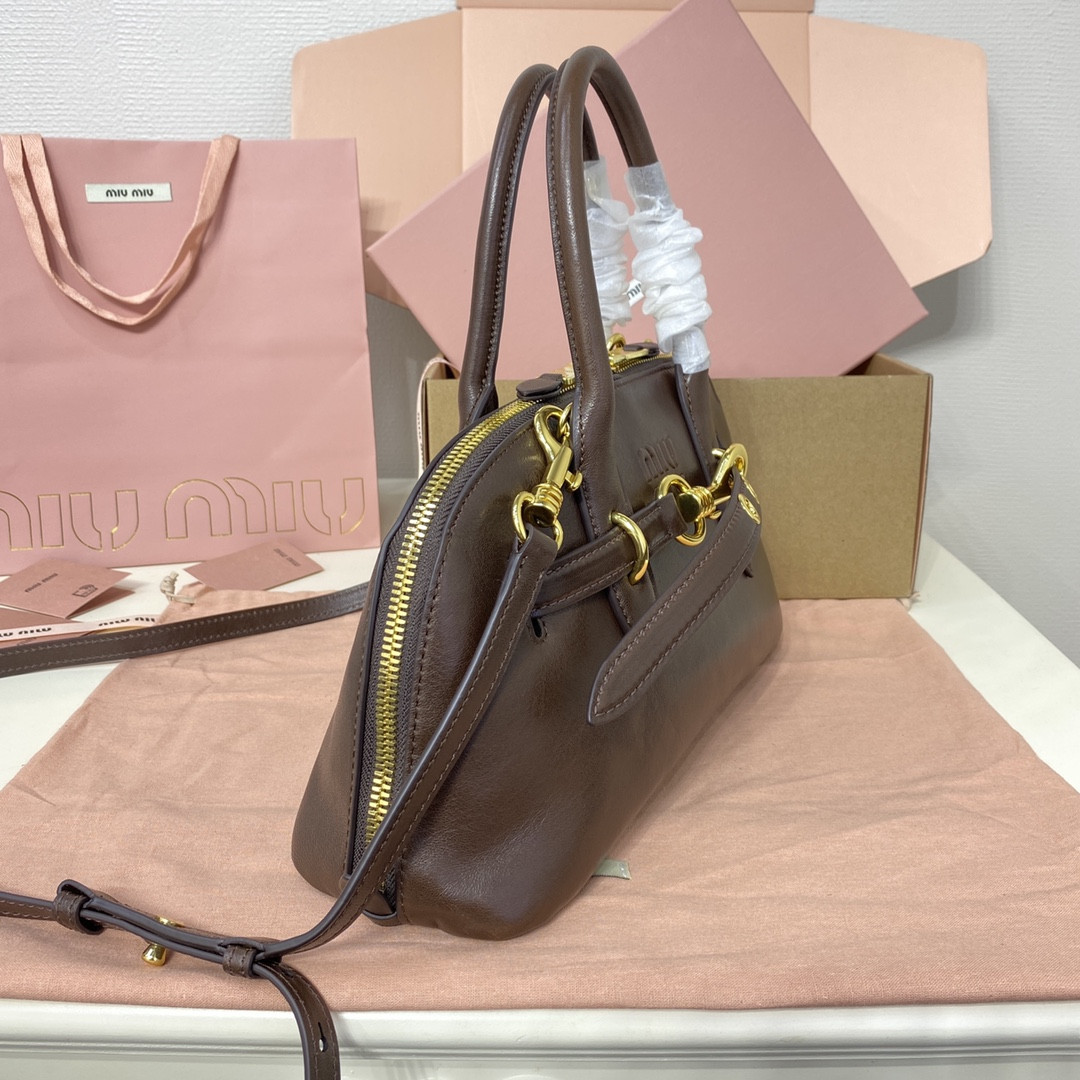 Miu Miu Aventure nappa leather top-handle bag 17x33x11cm